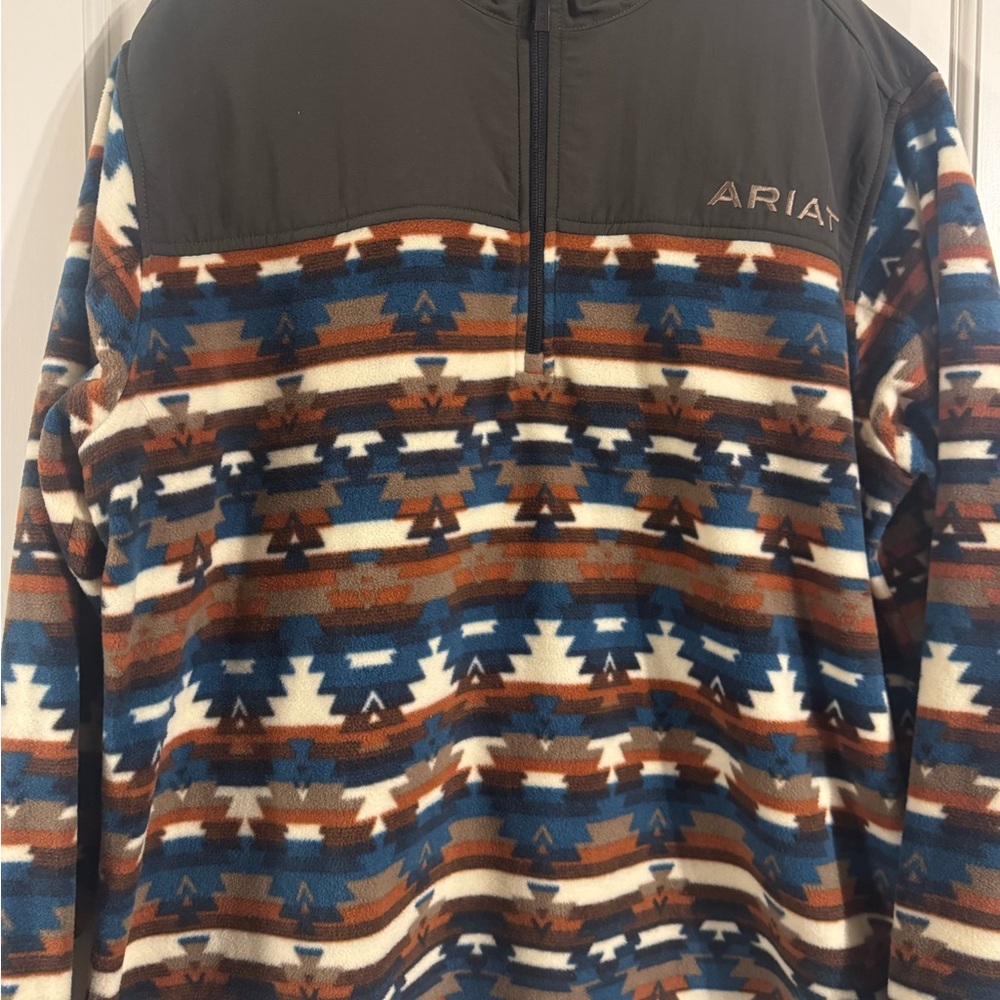 Ariat Blue and Brown Fleece Pullover